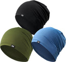 QINGLONGLIN Cooling Skull Cap Sweat Wicking Breathable for Men Women 3 Pack - Black + Blue + Army Green — 1