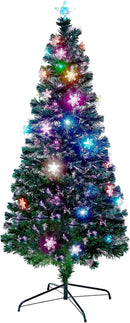 Juegoal 6 ft Pre-Lit Optical Fiber Christmas Artificial Tree, RGB Color Changing LED Lights, Snowflakes & Top Star, Fake Xmas Tree with Metal Legs — 7