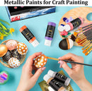 Caliart Metallic Acrylic Paint Set 24 Colors 2oz with 12 Painting Brushes | 2 Fl Oz (Pack of 24) — 5
