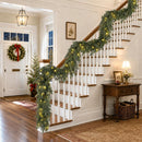 Pre-Lit Christmas Garland 6FT Decorations Real Touch Cedar Cypress Pine Greenery Artificial Green Christmas Garland with Lights for Mantle, Fireplace, Table, Stairs, Door, Indoor Outdoor Decorations — 6
