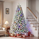 SHareconn 7ft Prelit Flocked Spruce Artificial Christmas Tree with Remote — 7