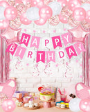 Pink Happy Birthday Party Decorations with Banner Balloons for Women Girls — 5