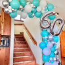 Teal Blue Silver Balloons, 50Pcs 12Inch Teal and Silver Balloons Turquoise Blue White Silver Confetti Latex Balloons for Birthday Baby Shower Party Decorations — 3