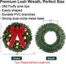 24" Christmas Wreath with LED String Lights and Ball Ornaments- Artificial Pine Prelit Christmas Door Wreath Garland Battery Operated with Timer - Including Wreath Hanger, Ornaments Decorations — 3