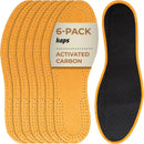 Kaps | Leather Carbon Set 6 Pair Pack | Leather Shoe Insoles for Men and Women with Activated Carbon Underlayer, Replacement Inserts | 8 US Women — 1