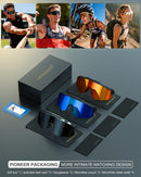 Polarized Sports Sunglasses for Men Women, UV400 One-Piece Lens Sport Shades for Baseball, Running, Cycling, Fishing | Transparent Black-blue-red | Multicolor — 7
