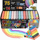 75 PCS Sidewalk Chalk for Kids - 14 Colors, 5 Glitter, Non-Toxic Washable — 1