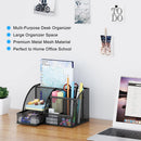 EasyPAG Mesh Desk Organizer with Drawer Multi-functional Pen Holder Stationery Organizer for Office School Supplies 6 Compartments Dorm Organizers and Storage for Desk, Black — 2