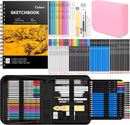 Caliart 176PCS Art Supplies Sketching Kit, 100 Sheets 3-Color Sketch Book | Pink — 1