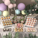 2 Set White Wood Tiered Riser Display Stands for Vendor Events,Stackable Wooden Cupcake Stand,Farmhouse Decor Wood Dessert Table Display Set,Vendor Booth Display Items,Food Display Risers for Party | 2 PACK — 2