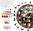 Wooden Puzzles for Adults, Maine Cat Library Puzzle 8.5x8.5in 100pcs — 2