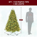 Treepool 6FT Prelit Artificial Christmas Tree, 1720 PE/PVC Tips, 400 Lights — 6