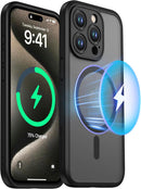 ImpactStrong Magnetic Guard Designed for iPhone 15 Pro Max Case [Camera Protection] [Military Grade Drop Tested] [Compatible with MagSafe] Slim Translucent Matte Phone Case (6.7") - Black — 8