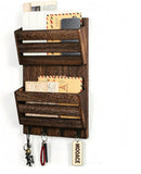 MOOACE Mail Organizer Wall Mount, Wood Mail and Key Holder with Hooks — 1