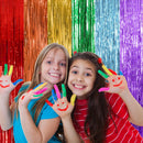 2 Pack Rainbow Party Backdrop Streamers Decorations Colorful Foil Fringe Curtains Metallic Tinsel Backdrop for Birthday First Day of School Engagement Baby Shower Christmas Holiday Party Decor | 2 Pcs — 2