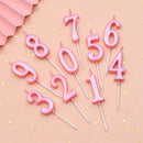 PHD CAKE 10-Pieces Pink Numeral Birthday Candles, Cake Numeral Candles Number 0-9 Glitter Cake Topper Decoration for Birthday,Wedding Anniversary,Party Celebration — 3