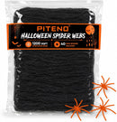 Piteno® 1200 sqft Spider Webs Halloween Decorations with 40 Fake Spiders, Stretchable Halloween Spider Webs for Indoor Outdoor Haunted House Yard Porch Party Decor (Black) — 1