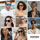 ANDWOOD Polarized Aviator Sunglasses for Women Men Tangle Free Pilot Shades | (3pack) Black + Mirror Blue + Mirror Pink — 3