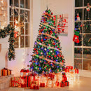 Hykolity 6ft Artificial Prelit Christmas Tree with 250 Multicolor LEDs, Flame-Retardant PVC Branches, 1,032 Tips, 10 Display Modes, Hinged Setup, Foot Pedal and Metal Stand — 8
