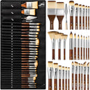 Nicpro 30pcs Paint Brush Set for Acrylic Painting, Oil, Watercolor, Gouache | Wood — 1