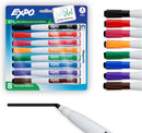EXPO Magnetic Dry Erase Markers with Built-In Eraser, Fine Tip, Assorted Colors, 8 Count - Classroom White Board, Teacher Supplies, School Locker — 1