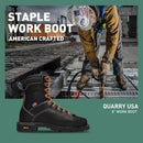 Danner 8” Quarry USA Waterproof Work Boots for Men - Full-Grain Leather with Gore-Tex, 3-Density Cushion Footbed & Traction Heel Outsole, EH Resistant - Black — 2