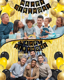 Black Gold Happy Birthday Party Decorations with Banner Balloons for men — 3