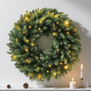 24 Inch Artificial Pre-Lit Christmas Wreath Spruce, 50 LED Warm White & Multi-Color Lights with Timer, Battery Operated, Holiday Decoration for Front Door, Outdoor — 2