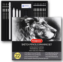 PANDAFLY Drawing Sketching Pencil Set, 22 Piece, Graphite Pencils (12B-2H) — 1