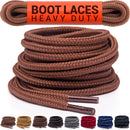 Miscly Round Boot Laces [1 Pair] Heavy Duty and Durable Shoelaces for Boots, Work Boots & Hiking Shoes | Brown — 1