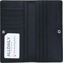 Alldaily Ultra Slim Thin Women Wallet RFID Blocking Credit Card Holder Bifold Long Ladies Billfold (Black)
