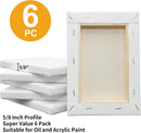FIXSMITH Stretched White Blank Canvas- 5x7 Inch,6 Pack,Primed,100% Cotton,5/8 Inch Profile of Economy Value Pack for Acrylics,Oils & Other Painting Media. | 5"x7" — 3