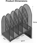 5-Section Desk File Organizer Metal Mesh Folder Organizer, Black — 4