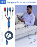 4-in-1 Multi Charging Cable (3-Pack, 6FT) - Dual USB-C, Lightning, Micro 4