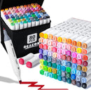 Reaeon Alcohol Art Markers, 80 Colors Fine & Chisel Dual Tip Marker Set, Permanent Art Markers for Adults Sketching Painting Drawing and Coloring(White Barrel) | 80-color — 1