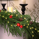 2Pcs 6 Ft Artificial Norfolk Pine Garland with 50 LED Lights,Winter Pine Christmas Garland with Lights,Real Touch Faux Greenery Garland for Mantle Fireplace,Table,Window,Outdoor Christmas Decorations — 4