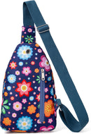 Banelu Small Sling Backpack Crossbody Sling Bag for Women, Cross Body Bag Fanny Packs Crossbody Purses - Blue Flower | D7 Blue Flower — 4