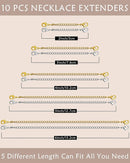 OHINGLT Necklace Extender 10Pcs Chain Extenders for Necklaces Bracelet, 14K Gold and Silver Plated Stainless Steel… — 2