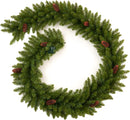 9FT Prelit Artificial Christmas Garland with Dual Color LED Lights and Timer by Remote Control and Batteries Operated for Mantle Stairs Fireplace Door Xmas Decoration, Indoor Outdoor, Green — 6