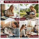 SuFly Mixed Media Sketchbook 9x12, Mixed Media Paper_98lb/160gsm, 60 Sheets | Black | 9-x-12-inch: 1 Pack — 7