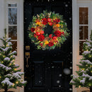 Christmas Wreaths for Front Door with Lights 24 Inch Christmas Wreath with Red Flowers, Apples, Oranges, Pine Cones, Berries and Greenery – Holiday Wreath Front Door Indoor Outdoor Winter Décor — 2