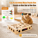 Cat Scratch Puzzle Enrichment Box, Wooden Interactive Toy for Indoor Cat — 4