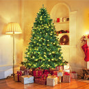 ERGOMASTER 7.5FT Pre-lit Artificial Christmas Tree with Lights, Fake Green Xmas Tree with 1346 Hinged Branch Tips, 400 LED Warm White Incandescent Lights & Foldable Metal Stand for Holiday Home Party — 2