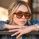 FEISEDY Retro Thick Aviator Sunglasses for Women Men, Large Vintage Shades | Leopard - Brown | 53 Millimeters — 4