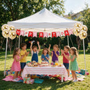 Happy Birthday Banner Sign Bunting Hanging Decorations with 8Pcs Shiny Gold Balloons Birthday Party Sign Decor for Party Supplies | Red Pink — 4