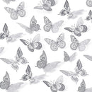 SAOROPEB 3D Butterfly Wall Decor, 48 Pcs 4 Styles 3 Sizes, Removable Metallic Wall Sticker Room Mural Decals for Kids Bedroom Nursery Classroom Party Decoration Wedding Decor DIY Gift (Sliver) | 48 Pcs, Silver — 1