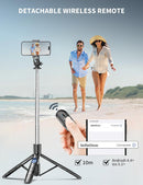 71" Phone Tripod & Selfie Stick, All in One Extendable Cell Phone Tripod with Wireless Remote, Tripods Stand for iPhone & Travel Selfie Stick 360° Rotation Compatible with iPhone Android, Camera photo 6