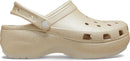 Crocs Women's Classic Platform Glitter Clog – Champagne — 5