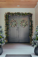 National Tree Company 24in Pre-Lit Wintry Pine Flocked Christmas Wreath — 1