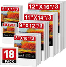 ESRICH Stretched Canvas for Painting,18 Multi Pack Blank Canvases for Painting 12x16, 11x14, 9x12, 8x10, 5x7, 3x5, Cotton Primed Painting Canvas for Oil, Acrylic Paint, for Beginners, Artists. | 18 Packs - 6 Sizes (3 of Each) — 1